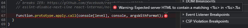 Warning: Expected server HTML to contain a matching %s in %s.%s