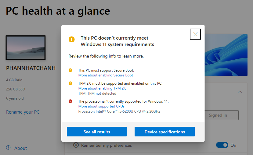 Kiểm tra điều kiện để nâng cấp Windows 11