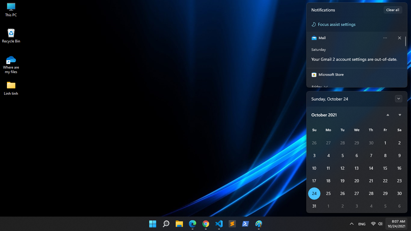 phim tat mo notification center trong windows 11