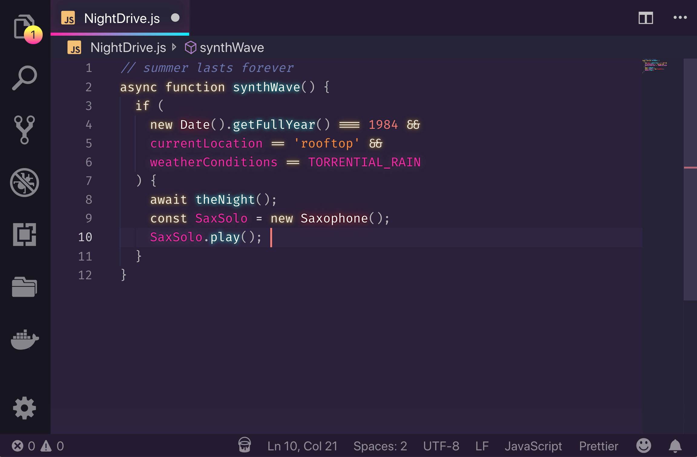 SynthWave 84 theme vscode đẹp nhất